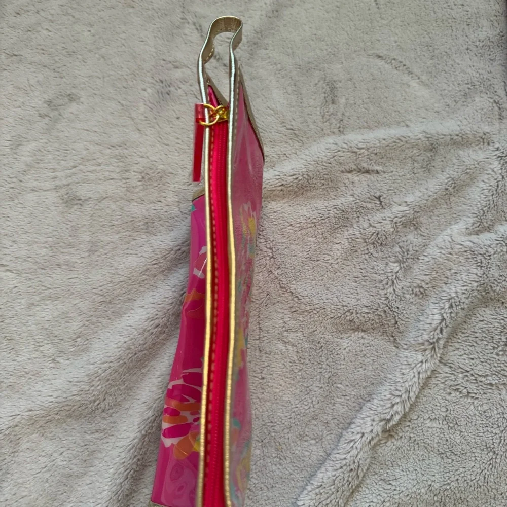 Lilly Pulitzer for Estée Lauder Floral Cosmetic Bag Pink Gold Trim Makeup‎